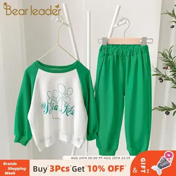 

Bear Leader Girls Autumn Long Sleeve Clothing Set Patchwork Fashion Kids Suits Cartoon Pattern Printed Kid Outfit Active Clothes