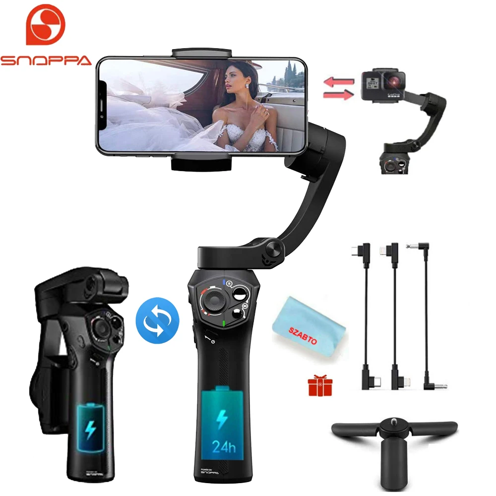 Snoppa Atom 3 Axis Foldable Pocket Sized Handheld Gimbal Stabilizer for Smartphone GoPro Wireless Charging 310g