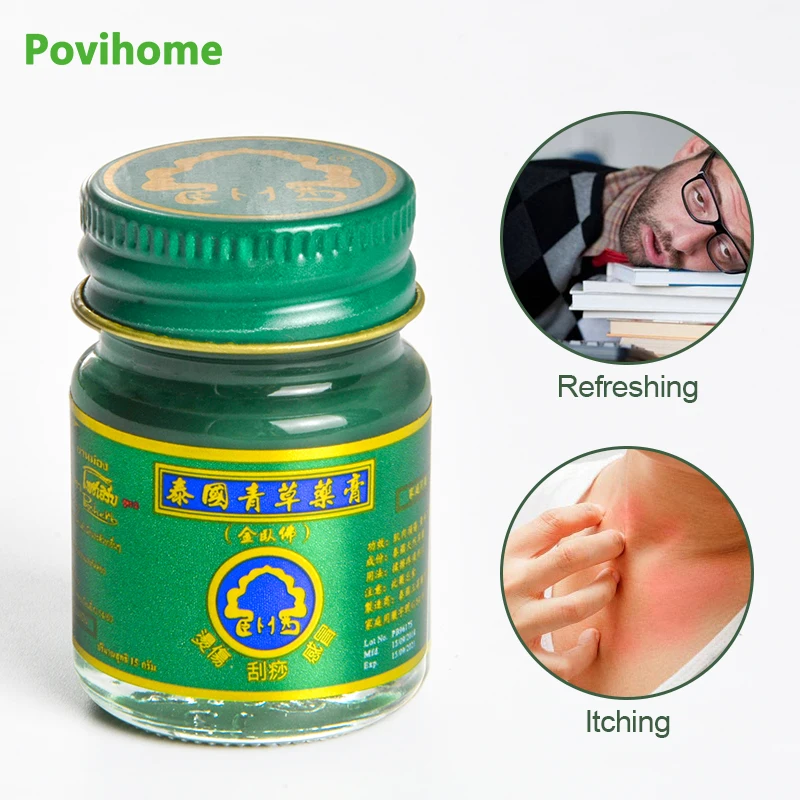 

1pcs 15g Thailand Mint Cool Cream Green Herbal Ointment For Headache Toothache Dizziness Pain Relief Balm Medical Plaster P0052
