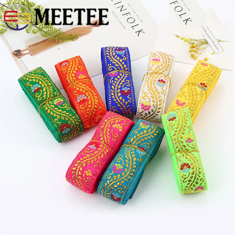 Meetee 1pc=7meters 43mm Ethnic Style Embroidery Jacquard Lace Webbing DIY stage Clothing Cheongsam Decor Trims Sewing Material | Дом и сад