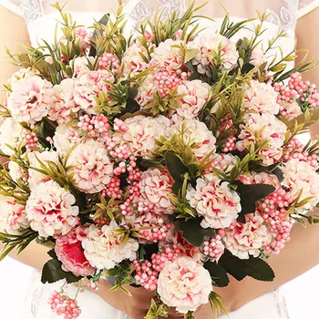 

7 Heads Garden Artificial Flowers Chrysanthemum Balls Bouquet Fake Silk Flowers for DIY Home Office Dining Table Wedding Decor