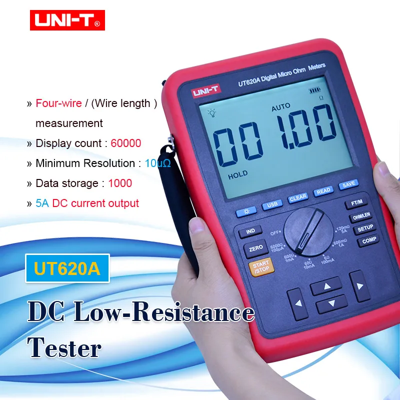 UNI-T UT620A 60000 отсчетов цифровой микро ом измеритель сопротивления 6 0000 K Ом с