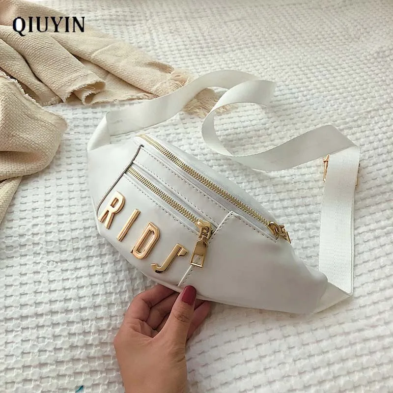 

Qiuyin Luxury Korean Fanny Bag Zip Pouch Women's Waist Bag Waterproof Travel Wallet Shoulder Streetwear Waterproof Phone Letter