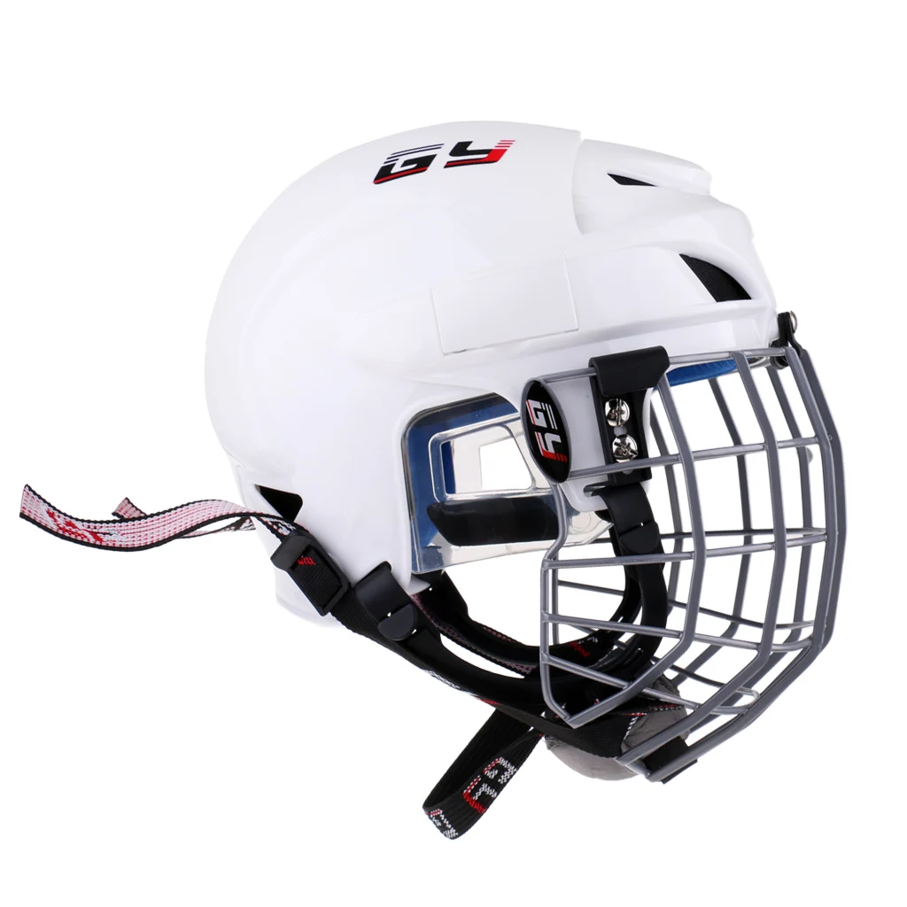 Adjustable Unisex Adult Kids Ice Hockey Helmet & Face Guard Cage Combo CE Approved Impact Resistant & Lightweight