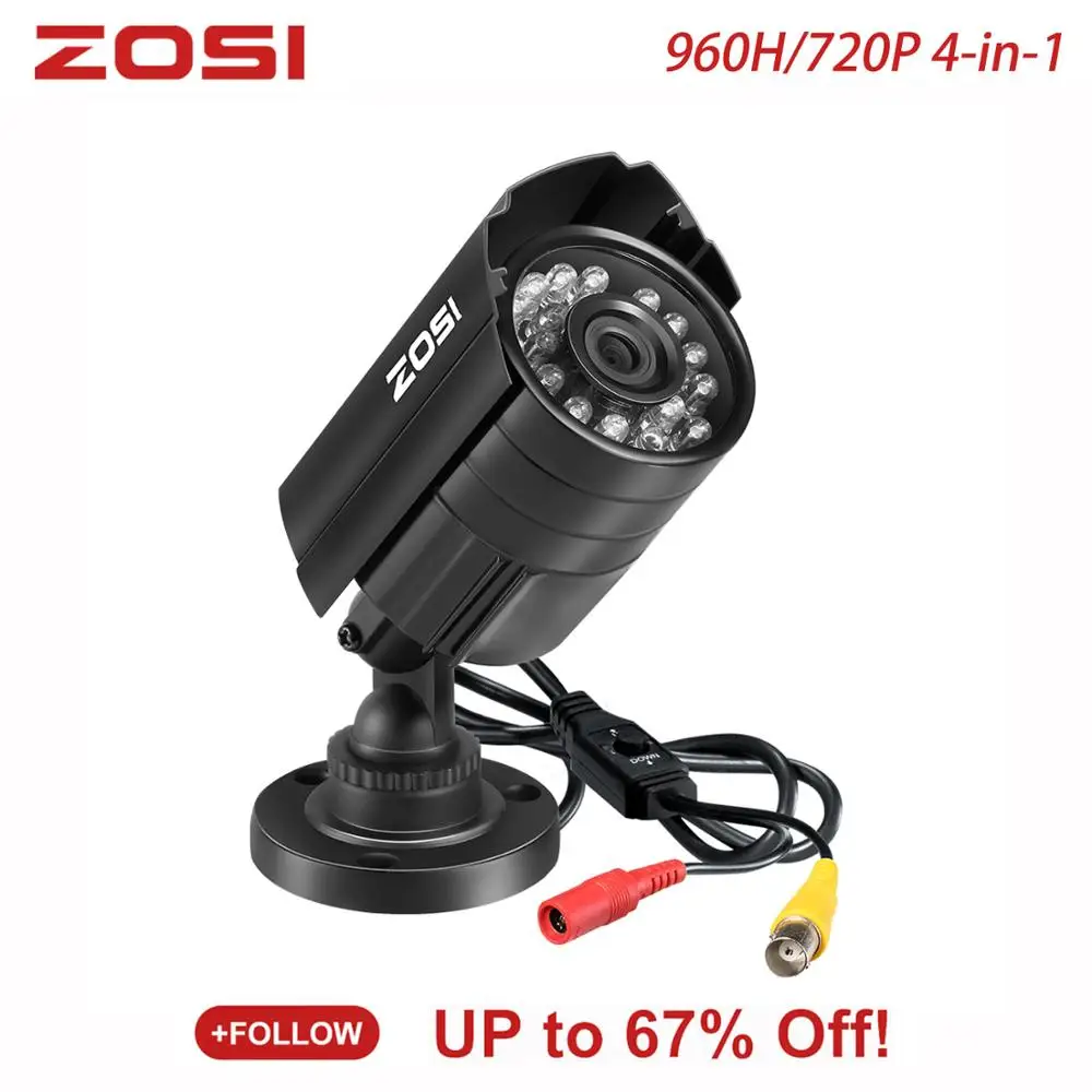 

ZOSI CCTV Camera 700TVL 1/3" CMOS 24IR Leds IR Cut Day Night Waterproof outdoor home Security Survenlliance Camera from China