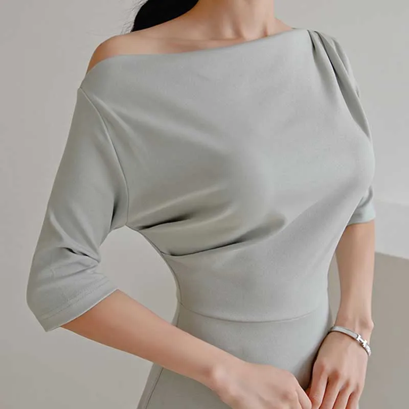Elegant OL Professional Dress Female Summer New Sexy Strapless Slim Big Swing Dress Women Party Long Dress Vestidos 2020 Office