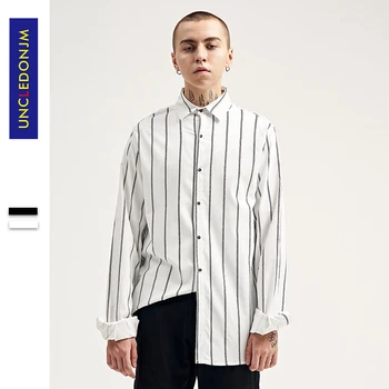 

UNCLEDONJM Street wea striped shirt 2020 new summer men shirt long sleeve Button Down Dress Shirt Hip Hop Hipster Tops MAR-925