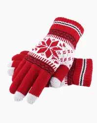 Новое поступление, модные теплые толстые зимние перчатки, шерстяные вязаные женские с цветочным рисунком, мужские перчатки со снежинками