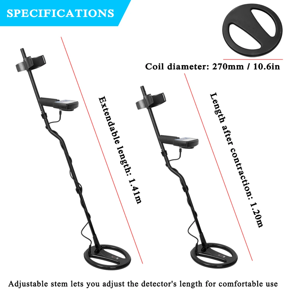 MT705 Portable Easy Installation Underground Metal Detector 270mm Waterproof Search Coil High Sensitivity Metal Detecting Tool
