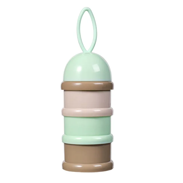 3 Layers Frog Style Portable Baby Food Storage Box Essential Cereal Cartoon Infant Milk Powder Toddle Snacks Container for Food Round light blue
