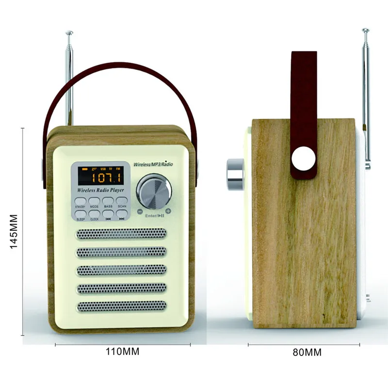 Цифровой fm радио многофункциональный MP3 плеер деревянные часы Ручка Портативный