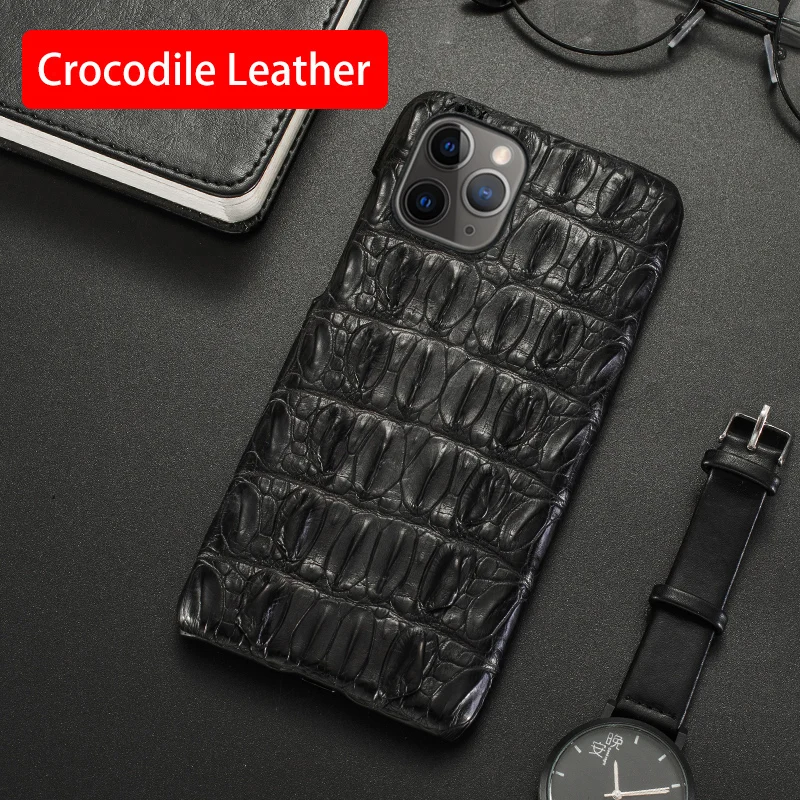 Natural Crocodile Leather Phone Case For iPhone 12 Mini 11 Pro For Apple X XS Max XR 6 6S 7 8 Plus SE Luxury Alligator Cover