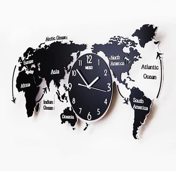 

Creative Clock Wall Clock Living Room Modern Minimalist Art Fashion Decoration Nordic World Map Personality Home Clock