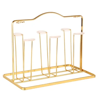 

Japanese Style Wrought Iron Upside-down Drain Cup Holder Kitchen Cups Storage Rack - Golden