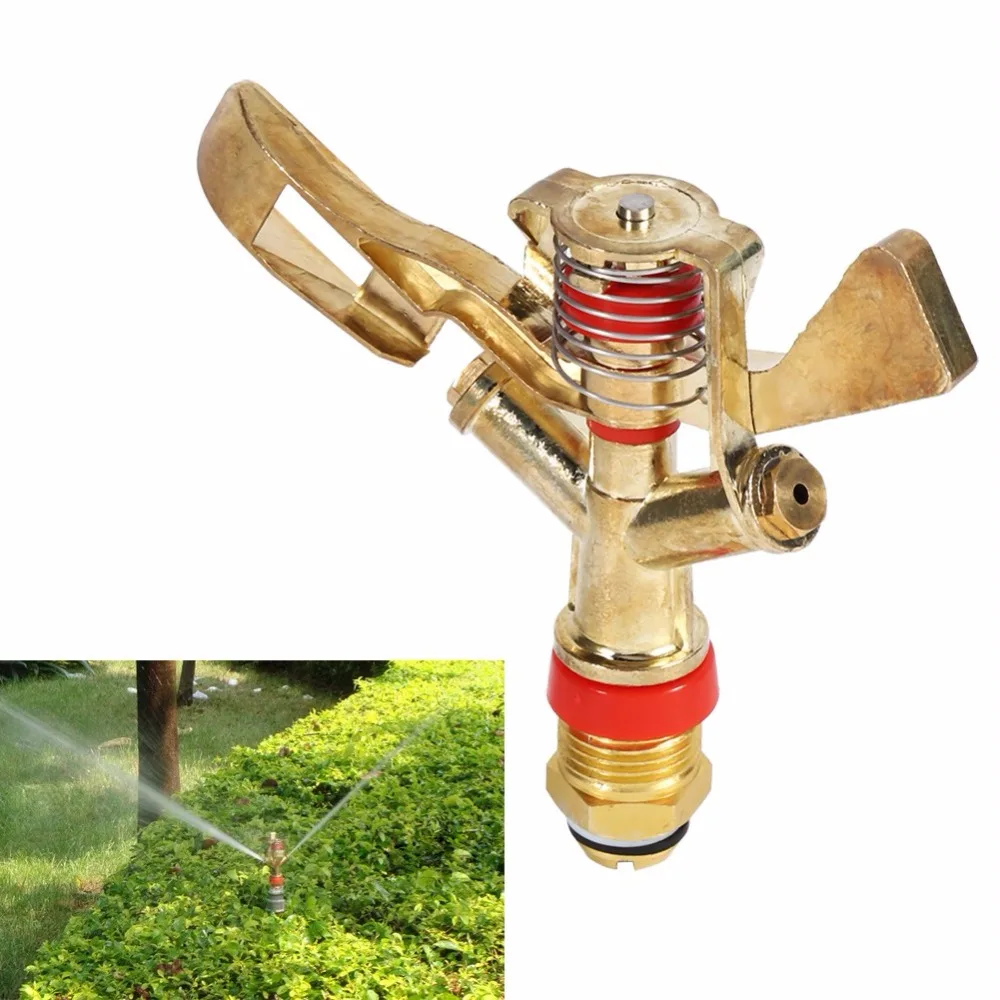 1/2in Brass Rocker Arm Water Sprinkler 360 Degree Automatic Mist Spray Nozzle Garden Lawn Irrigation Watering Sprinkler garden sprinkler,irrigation sprinklers,garden irrigation nozzle,garden sprayer nozzles