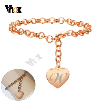 

Vnox Stainless Steel Heart N to Z Letters Alphabet Initial Charm Bracelets for Women Personalize Custom Gifts for Her Jewelry