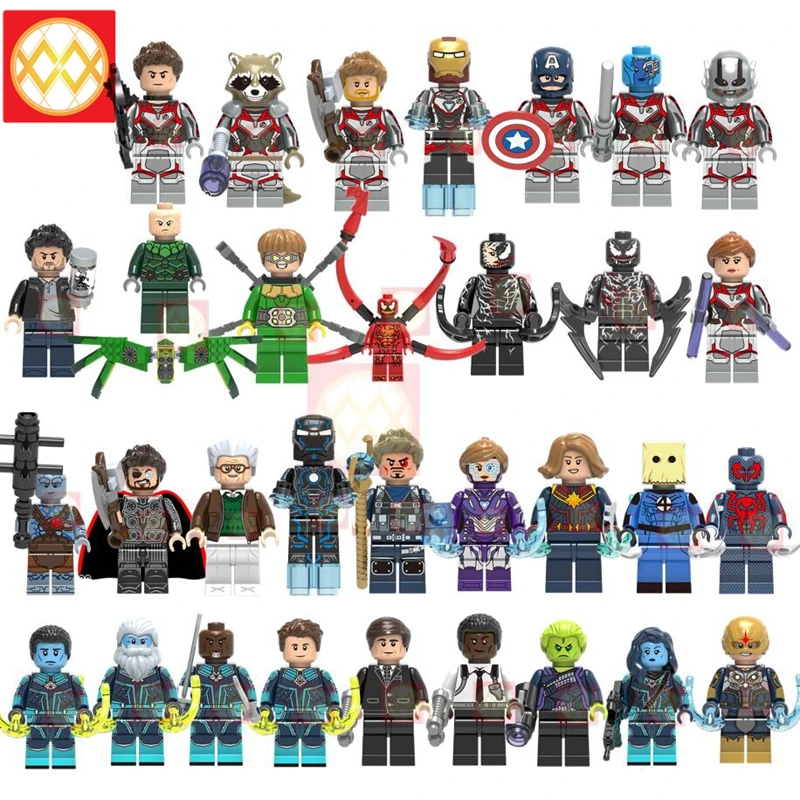 

20pcs/lot Marvel Venom Carnage Riot Anti-Venom Avengers Endgame Thor War Machine Nebula Captain Marvel Building Blocks Toys Gift