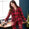 Women Plaid Nightwear Suit Autumn Festive Red Long Sleeve Princess Pajamas Casual Cardigan Homewear Plus Size M-3XL Pijama Mujer ► Photo 1/6