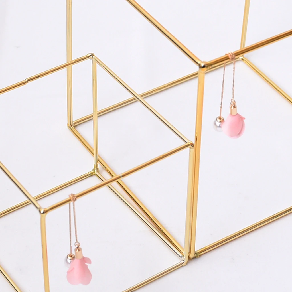 Iron Frame Geometric Showcase Earrings Necklace Hanger Display Organizer Iron Frame Geometric Showcase Earrings Necklace Hanger Display Organizer