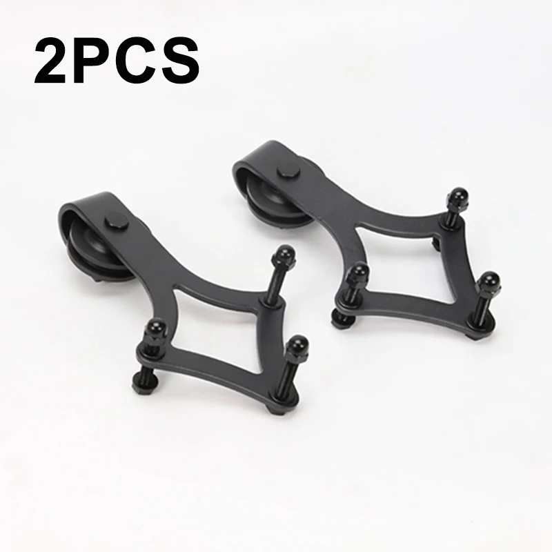

2xRustic Black Steel Roller Wheel Hanger For Sliding Barn Door Hardware Pulley