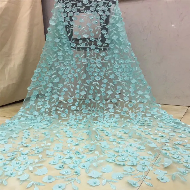Новая зеленая африканская 3d кружевная ткань с вышивкой нигерийский гипюр для