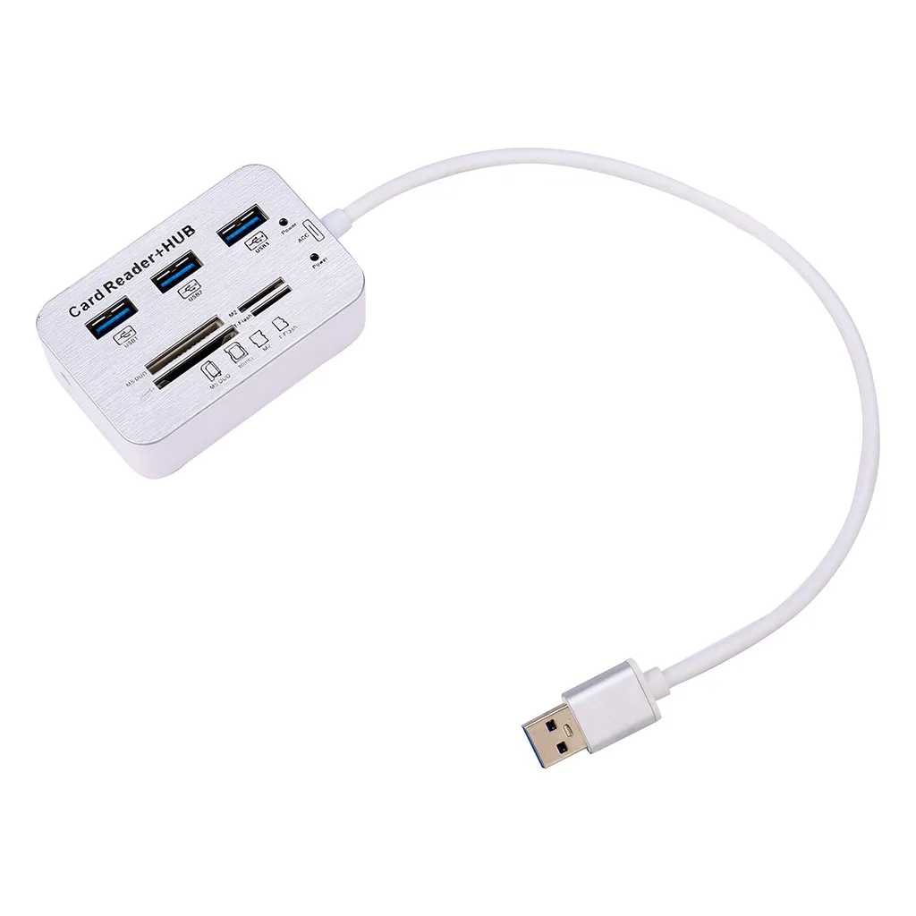 USB 3 0 концентратор 7 в 1 порта алюминиевый с кардридером MS SD M2 TF разные порты для ПК