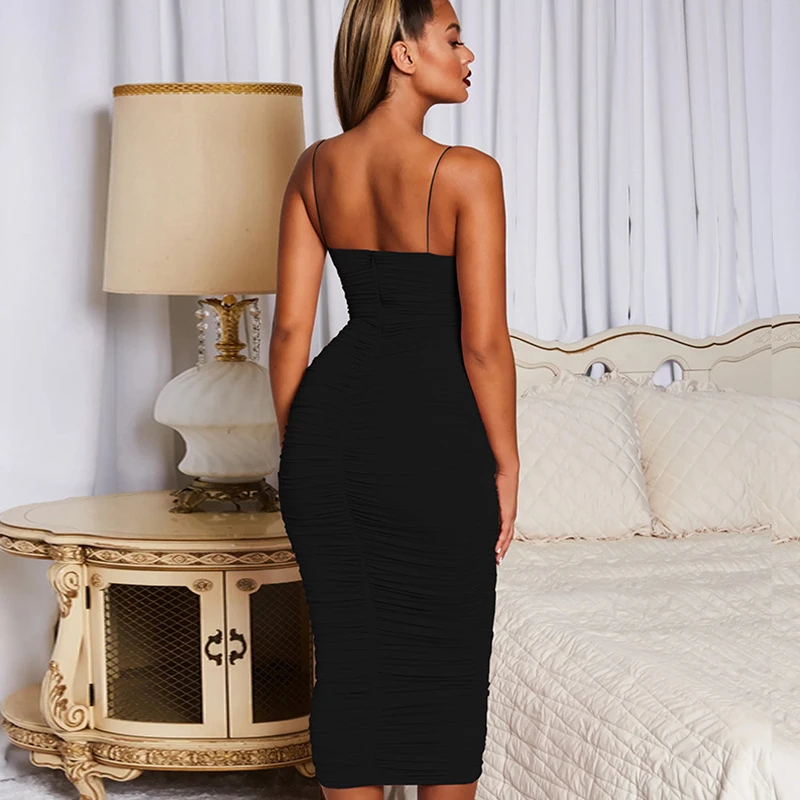 DRESSMECB и сексуальными тоненькими лямками вечерние платье для женщин Bodycon