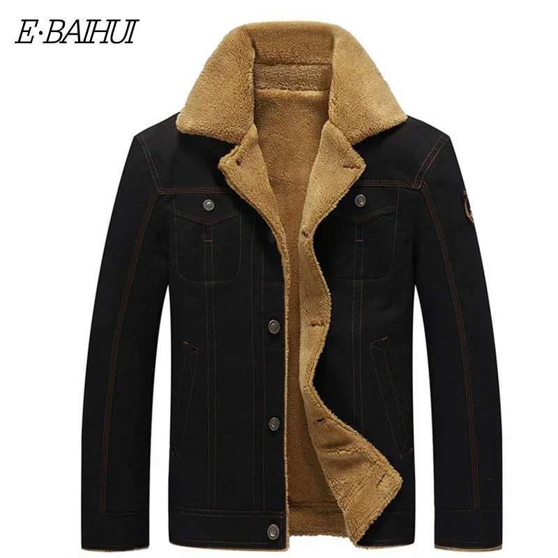 

E-BAIHUI NEW 2019 Winter Bomber Jacket Men Air Force Pilot Jackets Warm Male collar Mens Army Tactical Fleece Jackets H025