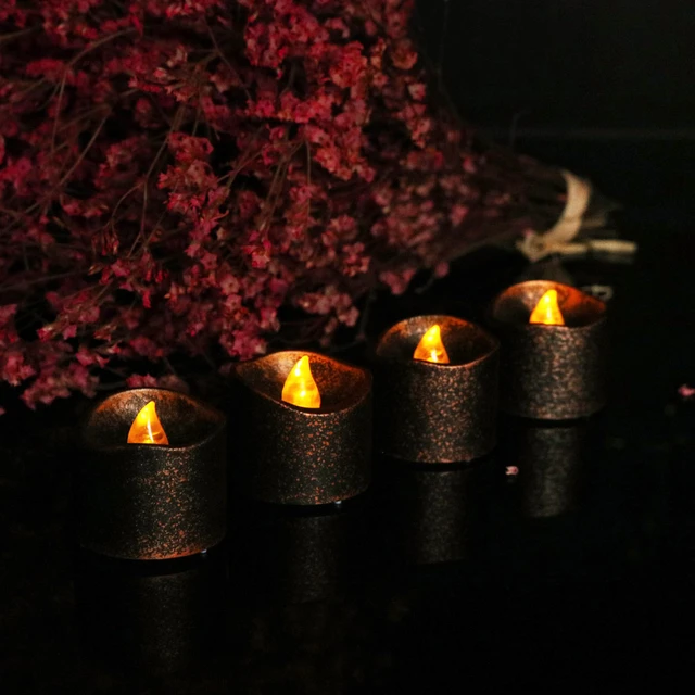 Bougies Led noires/blanches avec flamme vacillante, sans flamme, à piles,  pour décor de tombe d'halloween, bougies d'église Votive, 1 pièce -  AliExpress