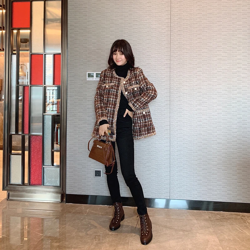 price cut  Mishow 2019 Winter Vintage Plaid Lady Jacket Women Fashion Single-breasted Long Sleeve Loose Coffee
