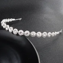 Головной убор невесты круглый горный хрусталь Дизайн Мягкая цепочка Свадебный ободок Банкетный головной убор аксессуары TS21