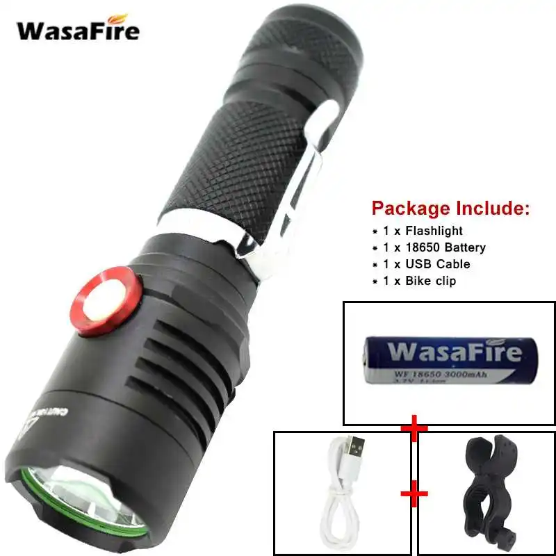 Super Bright 1000LM LED Flashlight 18650 Waterproof Handy Torch Lamp Tactica Lanterna Camping Cycling Light with Holder