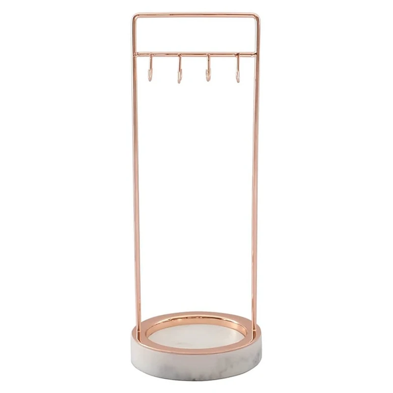 de joyas de oro de 8 ganchos con Base de acabado de mármol Ins collar, anillo, pendientes, adornos de estante de almacenamiento|Envase y exposición de joyería| - AliExpress