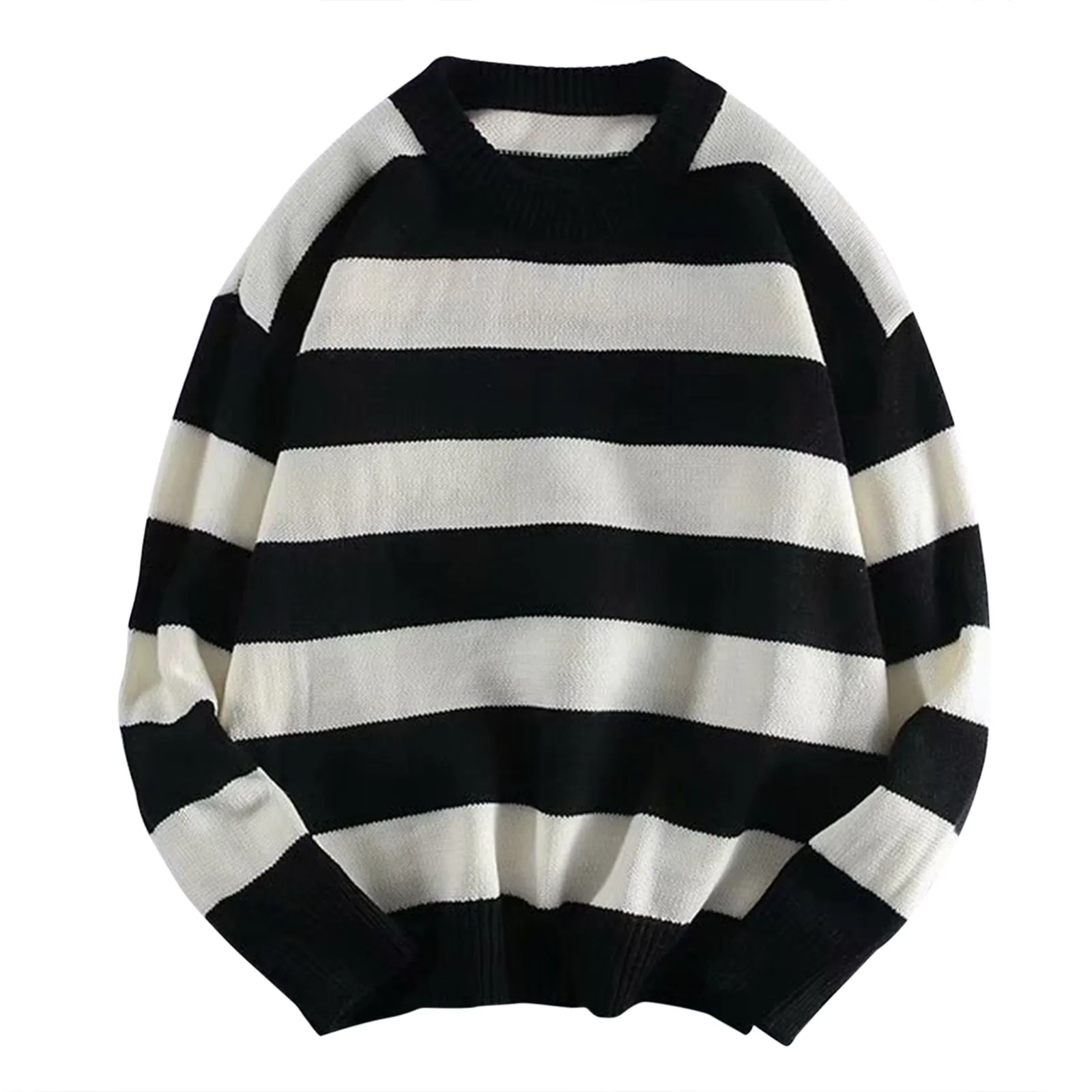 Men's Casual Sweater High Quality Stripe Rip Sleeve Sweater Long Sleeve Round Neck Sweater Blouse Fast Shipping Свитер Оверсайз 2