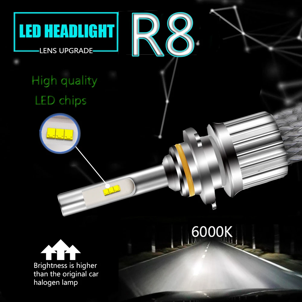 

H1 LED bulb 9006 HB4 H7 H11 9005 HB3 D1S D2S LED car headlight 55W 12V ZES chip 9600LM 6000K auto head lamp H3 H27 led Fog Light