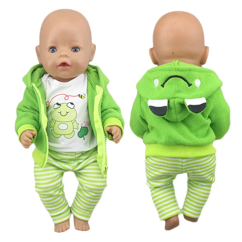 2020 New Cute frog Suits Fit For 43cm Baby Doll 17 Inch Reborn Baby Doll Clothes 13