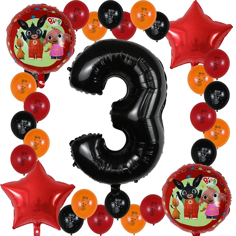 Воздушный шар из фольги с мультяшным Банни bing, 30 дюймов, шары с цифрами, 1, 2, 3, 4 года, украшения для дня рождения, детские игрушки, товары для мальчиков и девочек, Globos - Цвет: Темно-синий