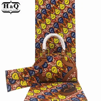 

H&Q fashion style three-piece batik handbag and small purse bag match 6 yards ankara fabric african real wax print 100% cotton