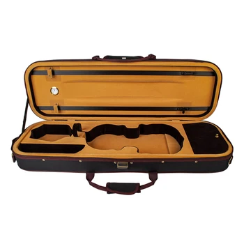 

4/4 Full Size Violin Case Storage Bag Box Oblong Shape with Hygrometer Adjustable Straps
