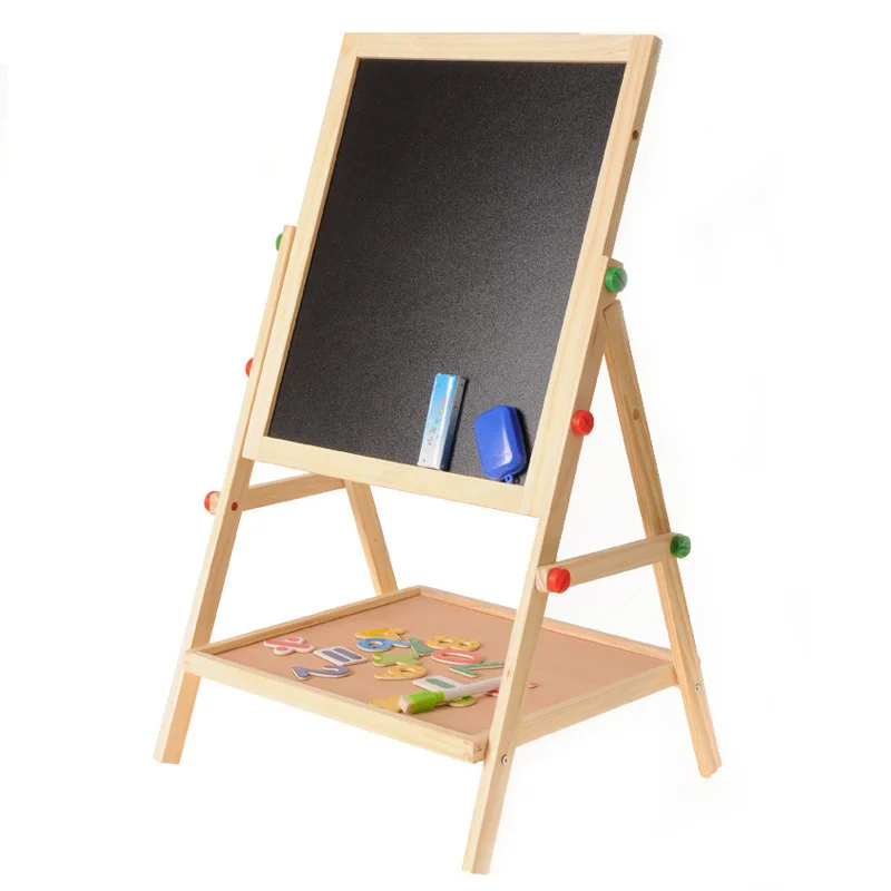  Wooden Drawing Blackboard Whiteboard Double Sided Adjustable Easel Painting Toy Early Education Lea