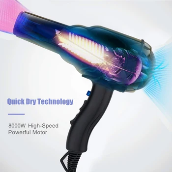 ENZO 8000W Professional Hair Dryer Diffuser Powerful Ionic Blow Dryer Brush AC Motor All Metal Strong