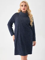 Fall Plus Size woclothing Long sleeve Casual dress fashion ladies elegant With Pockets Lapel dress