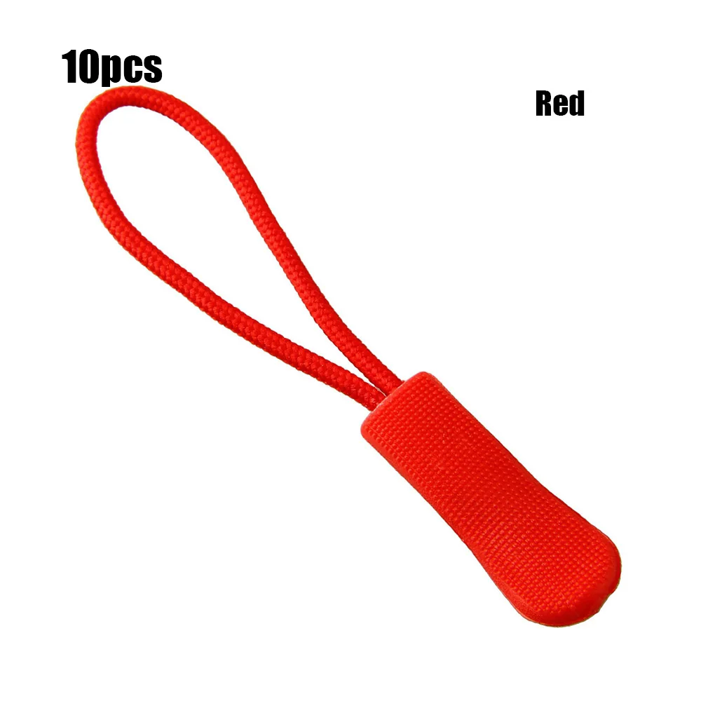 Red 10 шт. высокое качество застежка-молния тяга шнур веревки съемники молнии Съемник Замена концы замок молнии зажим для пакетов пряжка аксессуары для путешествий - Цвет: Red