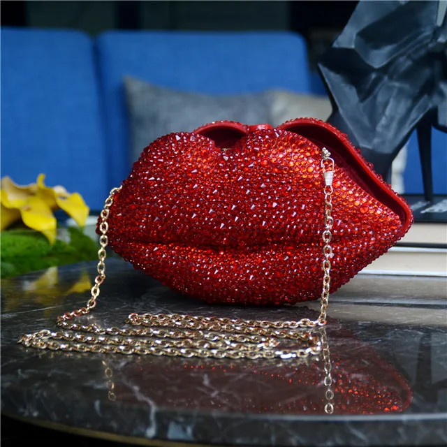 Red Lip Crystal Evening Bag 11