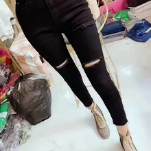 Европейский стиль, ретро джинсы с дырками, женские узкие брюки, женские хлопковые винтажные уличные джинсы, бренд Befree, крутые