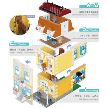 

City Street Series MOC Creator Expert Photography Floor Fit Lepining Bricks Model Building Blocks Photo Studio Toys For Children