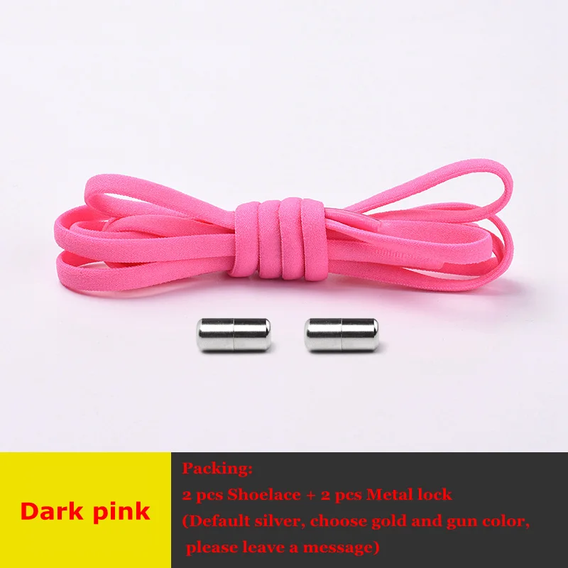 Dark pink 1 пара эластичных шнурков без галстука фиксирующие круглые шнурки для ботинок дети взрослые Кроссовки Ленивые шнурки полукруг быстрые шнурки 19 цветов - Цвет: Dark pink