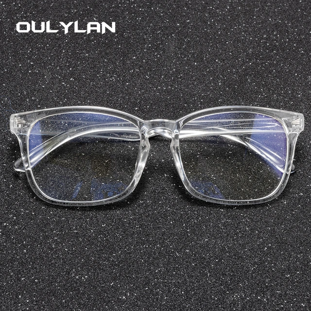 Armação com Lente Anti Luz Azul Armação Quadrado Unissex Moda Transparente Oulylan - Imagem 2