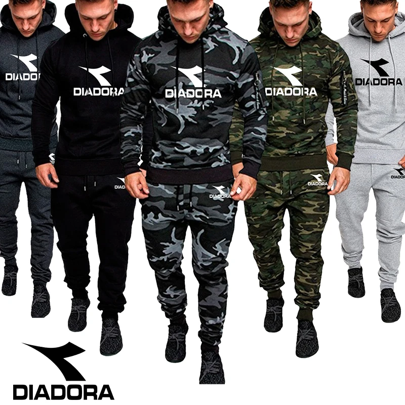 

Fashion Men's 2020 Casual Camouflage Sweater Two-Piece Set Spring and Autumn Hooded Sweater Fleece and Pants Set Men's Clothing