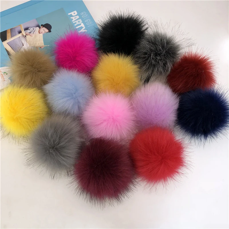 Pom Poms Craft Supplies 12CM DIY Luxury Fur PomPom Natural Fox Hairball Hat Ball Pom Pom Handmade Hair Ball Hat